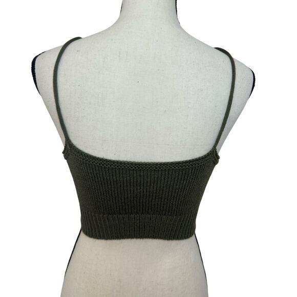 Hand Knit Women's Crop Top Tank Green S/M Soft Stretch Unbranded - Picture 3 of 3